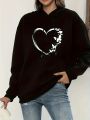 Heart Butterfly Printed Fleece Full Sleeves Pull Over Comfortable Hoodie For Girls & Women. 