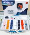 CROWN i60 Ultra 2 Smart Watch, 7-in-1 Package with 7 Straps Including Silver Strap, 2.03-Inch Full HD Display, Wireless Earbuds, and Charger, Premium Fitness Tracker, Stylish Design, Advanced Health Monitoring, Long Battery Life, Perfect for All Genders. 