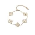 Laser carving fashion temperament four-leaf flower laser batch flower collarbone chain bracelet for women 2024 new trendy design sense. 