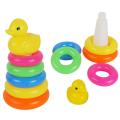 Rainbow Tower with Little Yellow Duck Sorting Stacking Building Blocks Tower Circle Rings Early Education Toy 9 Pcs. 