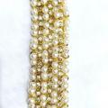 1 yard/double layers Golden pearl and rhinestone lace/applique beaded handmade for girls and women. 