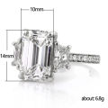 CAOSHI F1169 Big White Emerald Stone Wedding Rings Imitated Rhodium Plated Bridal Jewellery Cubic Zirconia Rings for Women. 