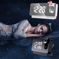 LED Digital Projection Alarm Clock Electronic Alarm Clock with Projection Time Projector Bedroom Bedside Clock Black. 