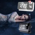 LED Digital Projection Alarm Clock Electronic Alarm Clock with Projection Time Projector Bedroom Bedside Clock Black. 