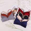 Front buckle Closure Wire Free Women Bra Padded Bralette Gather Push Up Seamless Soft Bra Underwear Bras. 