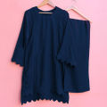 Stitched Cut Work Two-Piece Suit for Women - Casual and Elegant. 