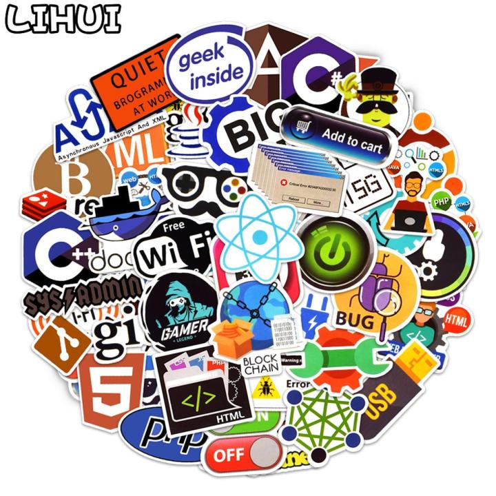 10/50/100pcs Programming Stickers Pack for Laptop Phone Fridge Guitar Car Software Waterproof Geek Hacker Sticker Decal Kids Toy