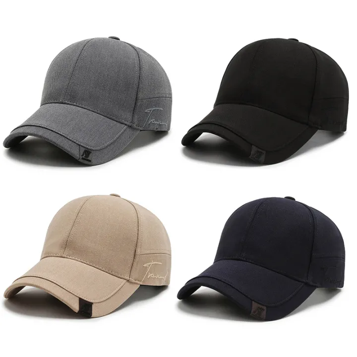 Short%20Brim%20Baseball%20Hat%20For%20Men%20Solid%20Color%20Duck%20Tongue%20Cap%20Cotton%20Casual%20Sun%20Visors%20Fashion%20Male%20Peaked%20Caps%20-%20Image%204