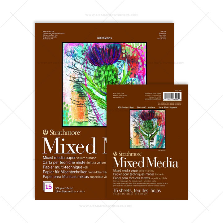 Strathmore 400 Series Mixed Media Pads NATURAL WHITE 300 gsm 15 Sheets