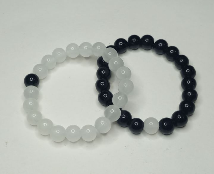 Beautiful Transparent and Black Glass Bead Friendship Bracelet for Couples, Bestfriends, Boys