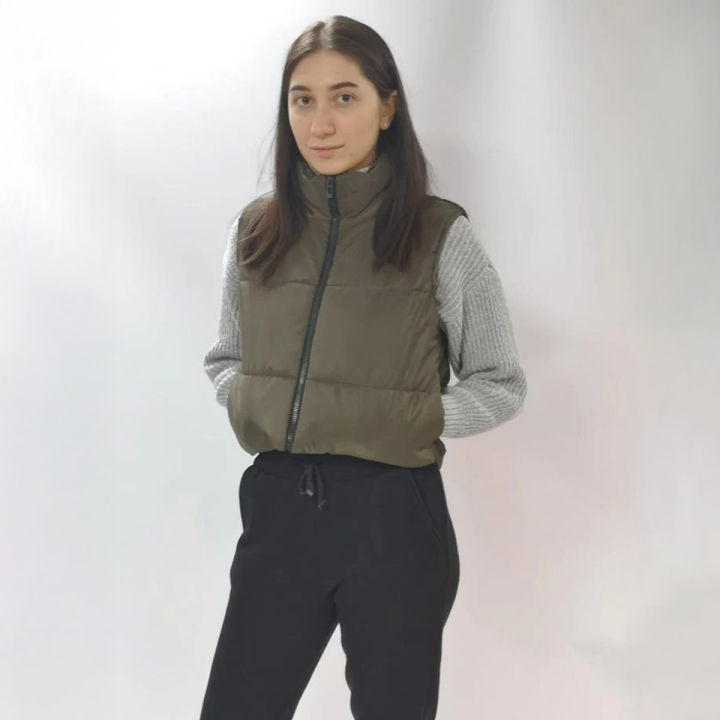 Cropped Padded Gilet Jacket - Stylish Winter Wear for Women