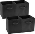 Pack of 4 Foldable Fabric Storage Box Square Bins Cloth Organizer Storage Baskets Folding Nursery Closet Drawer Features Dual Handles Multicolor. 