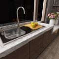 60cm × 200cm Self Adhesive Black / White Marble Sheet for Kitchen - Anti Oil and Heat Resistant Wallpaper. 