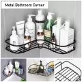 Self-Adhesive Corner Metal Rack for Bathroom Storage Shelves, Bathroom Storage Rack Corner, Bathroom Corner Shelf Organizer Storage, Bathroom Shelf/Shelves Corner, Pack Of 1 - Black. 