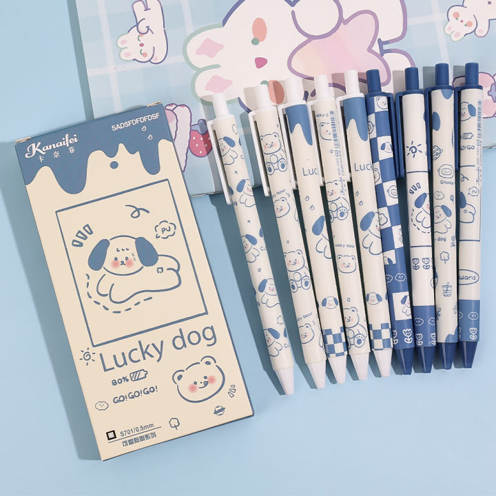 1/6PCS Cartoon Black Signature Pen 0.5MM Quick Dry Neutral Pens INS Style Cute Dog Pattern Pen Office School Stationery