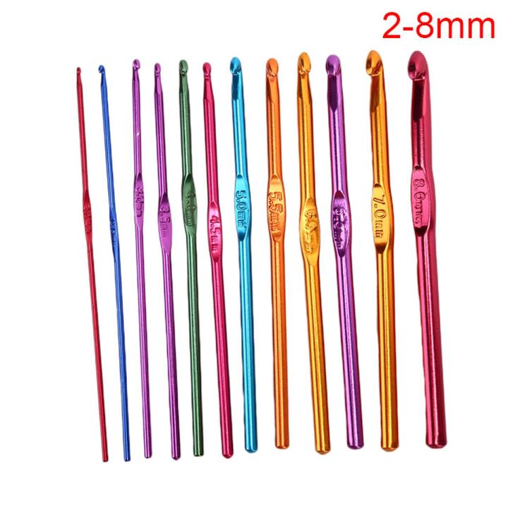 12/14Pcs Colorful Aluminum Weave Crochet Hooks Knitting Needles 2-10mm Kit Craft
