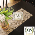 Gold Maple Leaf Vinyl Table Runner ( Golden & Silver)  Non Slip Dining Table Placemats 13"x36" - QS Bedding. 