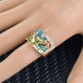 Y2k fashion jewelry wholesale vintage gold plated stackable enamel rings for women creative tree drip oil chunky finger ring. 