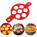 Techmanistan 7-Cavity Silicone Material Reusable Pancake Mold 7 Circles Eggs Ring Maker Kitchen Baking Cooking Tools. 