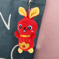 Rabbit Stuffed Toy Exquisite Pattern Backpack Hanging Decoration Lucky Bunny Plush Toy. 