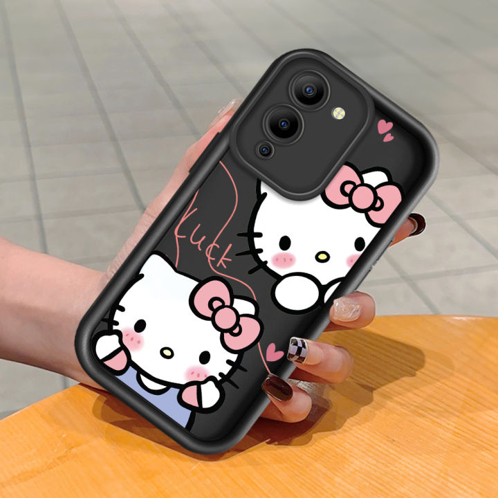 TA for Infinix Note 12 G96 Back Cover Soft Square Ladder Hello Kitty Pattern Cases Silicone Camera Protection Phone Case