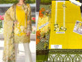 Elegant Embroidered Yellow Lawn Dress with Chiffon Dupatta. 