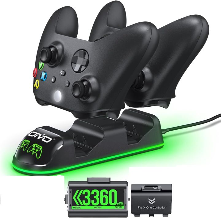 OIVO XSX Controller Charger Station with 1 Pack 3360mWh Rechargeable Battery for Xbox Series X/S/One/Elite/Core Controller, Charging Dock with 1 Packs Cover (1400mAh) (Without Box)