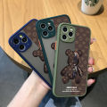 Jizetin for OPPO A36 / A76 Back Cover Brown Robot Bear Matte Mobile Phone Cases Ultra Thin Full Lens Protection Phone Case. 