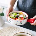 Techmanistan Random Color - Fruit Print Bowl, Koreaan Tableware Cute Ceramic Bowl With Handle, Microwave Heating Bowl Instant Noodle Bowl. 
