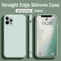 【Become iPhone 12 With Logo Straight Square Edge Liquid Silicone Soft Phone Case For iPhone 11 Pro Max X XR XS Max 8 7 6 6S Plus + SE 2020 Phone Cover Casing With Velvet Inside With Full Cover Camera Protection. 