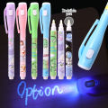 Mysteriously Disappearing Cute Invisible Marker Gel Pen Led UV Lamp Invisible Ballpoint Pen Double Head With Small Light 1Set. 