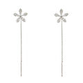 1Pair Exquisited Fashion Zircon Shining Flower Earrings Long Tassel Chain Podazz. 