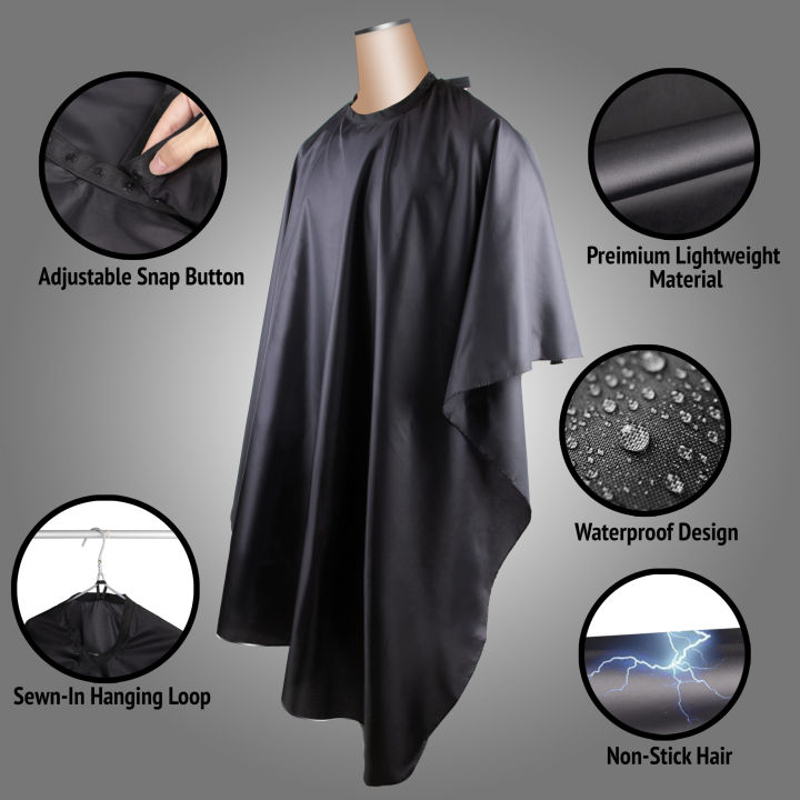 Export Quality Premium Barber Cape, Professional Barber Cape, Hair Cutting Capes for Home and Salon, Barber cape for Men, Women and Kids, Black Salon Aprons