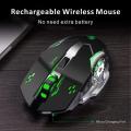 Mouse Gaming Wireless Cool Lighting Effect T2 Mouse 1200/1800/2400/3200 DPI USB Game 6D Macro Definition Programming Luminous Mechanical Gaming Mouse for Gamer Ergonomic 2.4G Rechargeable Silent Backlit USB Optical Wireless Gaming Mouse Pro Gamer Pc DVR. 