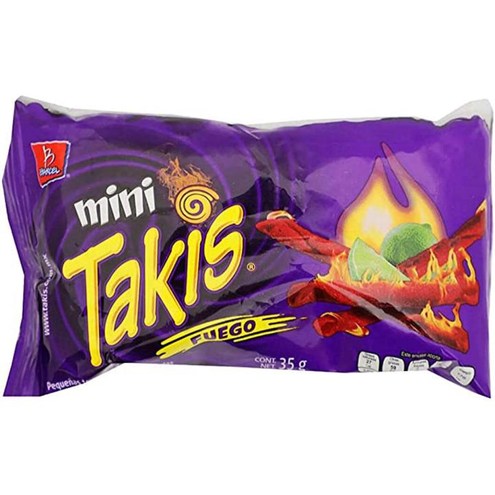 Takis Mini 35 gm Chips And Crisps Hot chili pepper and Lime Tortilla Chips Imported chips Takis Mini Fuego