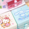 Sanrio Mini Desk Organizer Cartoon Hello Kitty Cinnamoroll Melody Double Layer Jewelry Stickers Storage Box Girls Gifts. 