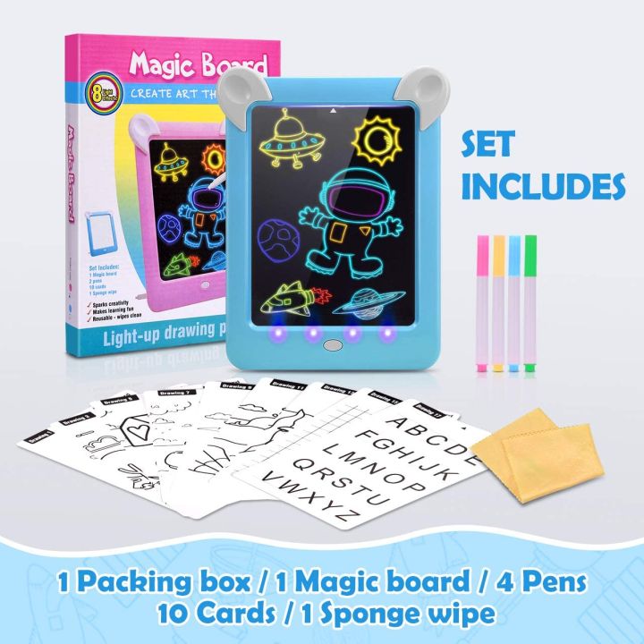 3D Magic Drawing Pad Luminous Magic Pad LED Shining Magic 3D Effects Puzzle Board Kids LEDs Lights Glow Art Drawing Toys Gifts