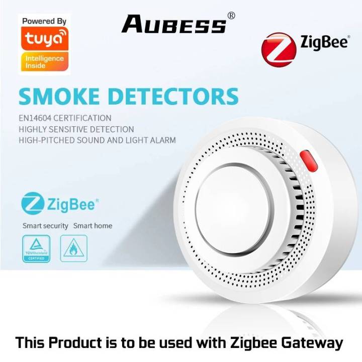 Aubess Tuya Smart Zigbee Smoke Detector Smart Home Fire Alarm ...
