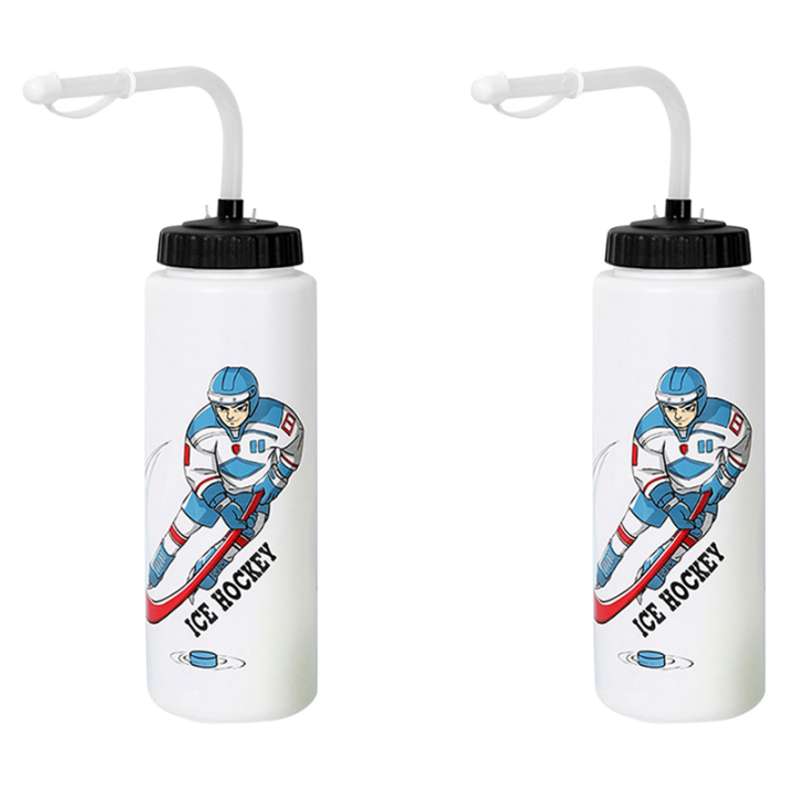 2X 1000ML Ice Hockey Water Bottle Portable High Capacity Football Lacrosse Bottle Classic Design Sports Bottle B