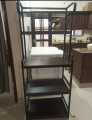 5 Tier Kitchen Rack Wooden Storage Stand with Black Iron Frame, Microwave Oven Shelf, 24 x 16 x 60 inches. 