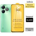 infinix Smart 8 / Smart 8 Plus - 100% Original Full coverage Tempered Glass screen Protector- Full Glue- with Cleaning Wipes. 