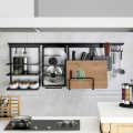 Wall Mounted Plates Dish Cutlery Glass Pot Lid Rack, Hanging Spice Rack Set, Rail Rack with 10 Removable S Hooks for cookware, Storage Organizer for Kitchen. 