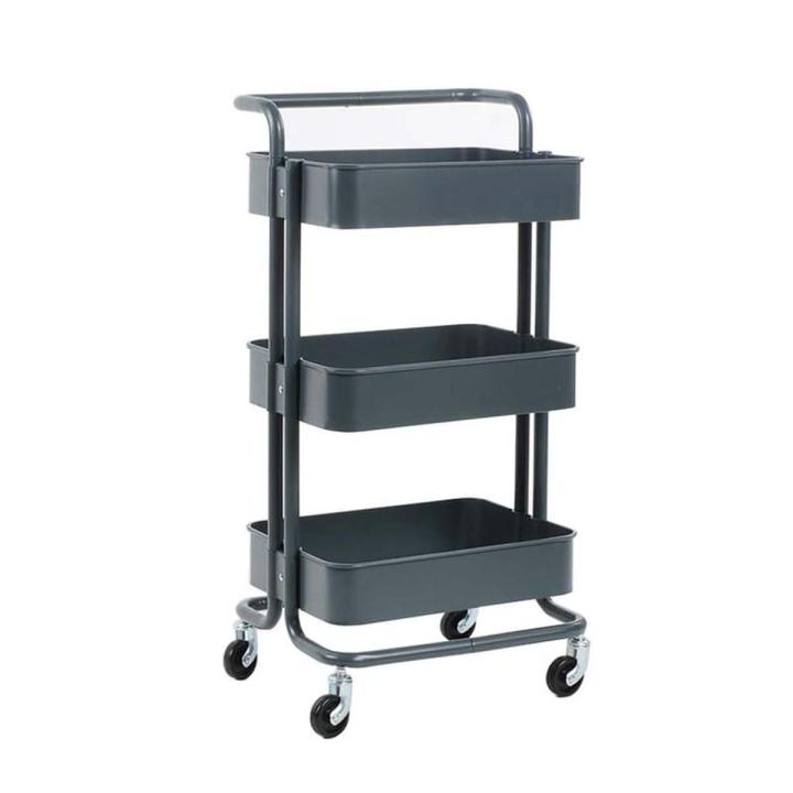 3 Tier Multi-Purpose Utility Rolling Mobile Cart Trolley Organizer Drawer Units & Metal Mesh Shelving Holders Basket Rack for Kitchen, Bathroom, Bedroom Storage on Wheels