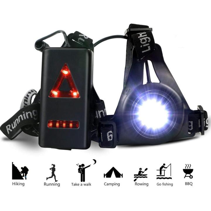 ATNK Night Running Light, USB Rechargeable LED Chest Light Waterproof Running Torch with 3 Lighting Modes for Runners, Joggers, Outdoor Sport, Walking, Fishing, Camping, Hiking, Climbing (Black)