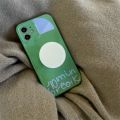 Korean Cute Circle Bracket Green Phone Case For iPhone 11 12 Pro XS Max X XR 7 8 Plus Holder Stylish Soft Silicone Back Cover. 