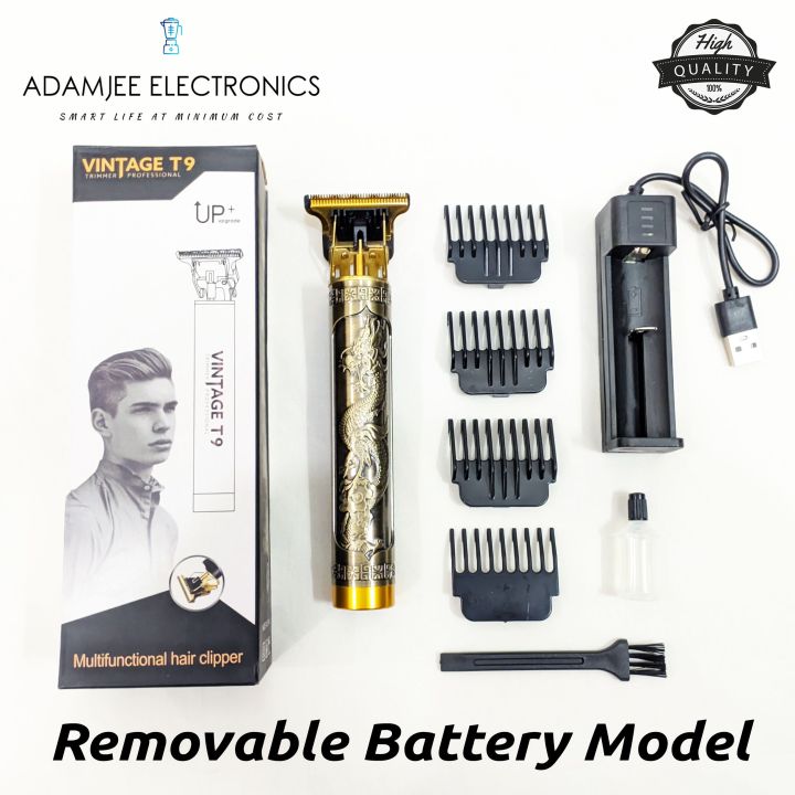Vintage T9 Dragon Style Hair Clipper & Hair Trimmer Professional - Rechargeable Beard Trimmer & Styler - T Blade Titanium 0mm Cut Cordless