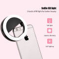 Mobile Selfie Ring Light – Portable Mini Selfie LED Lamp Ring Light for Mobile Phones – Rechargeable Ring Light with Charging Cable For Tik Tok and Photography - Brightness Adjustment Selfie Light With LED Camera Photography Flash Light for Smart phones. 