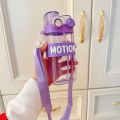 550ml motion band sipper plastic water bottle Double Drink Water Bottle With Straw And Strap for kids. 