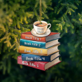 Acrylic Christmas Ornament Festive Style Hanging Decorative Piece Acrylic Decoration Flat Design Christmas Theme Book Pendant. 