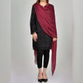 Maroon Overlocked Crinkle Chiffon Dupatta For Girls Ladies-All Colors Available. 